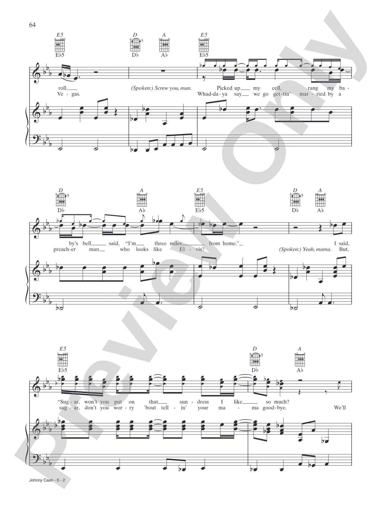 Johnny Cash: Piano/Vocal/Chords