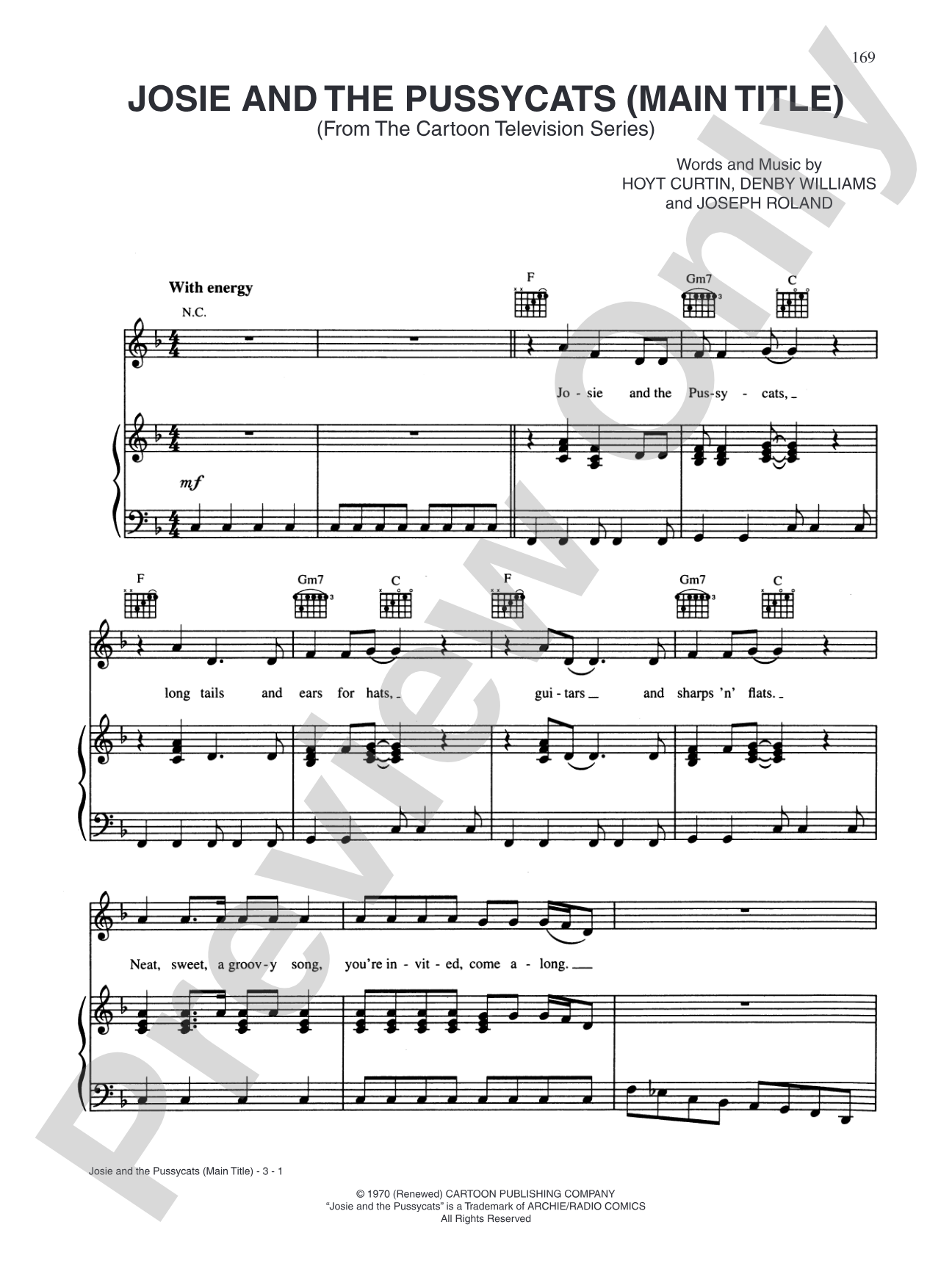 Josie (from "Josie and the Pussycats"): Piano/Vocal/Chords