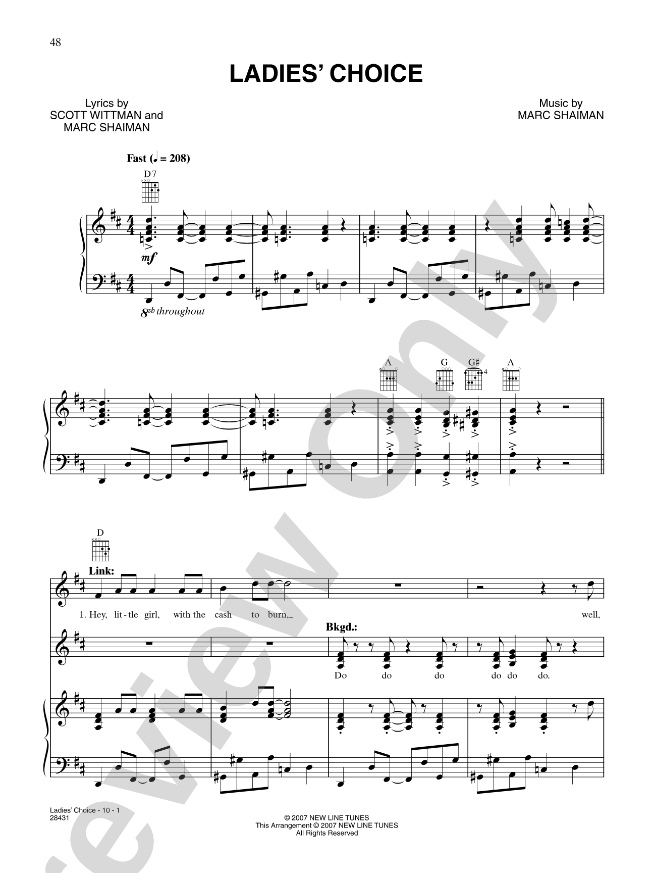 Ladies' Choice (From "Hairspray"): Piano/Vocal/Chords