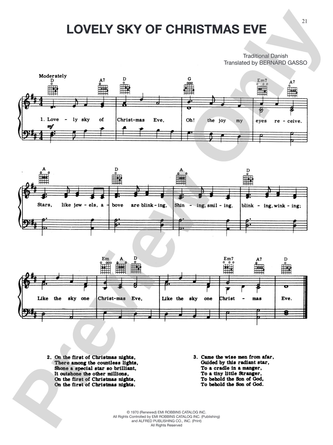 Lovely Sky of Christmas Eve: Piano/Vocal/Chords