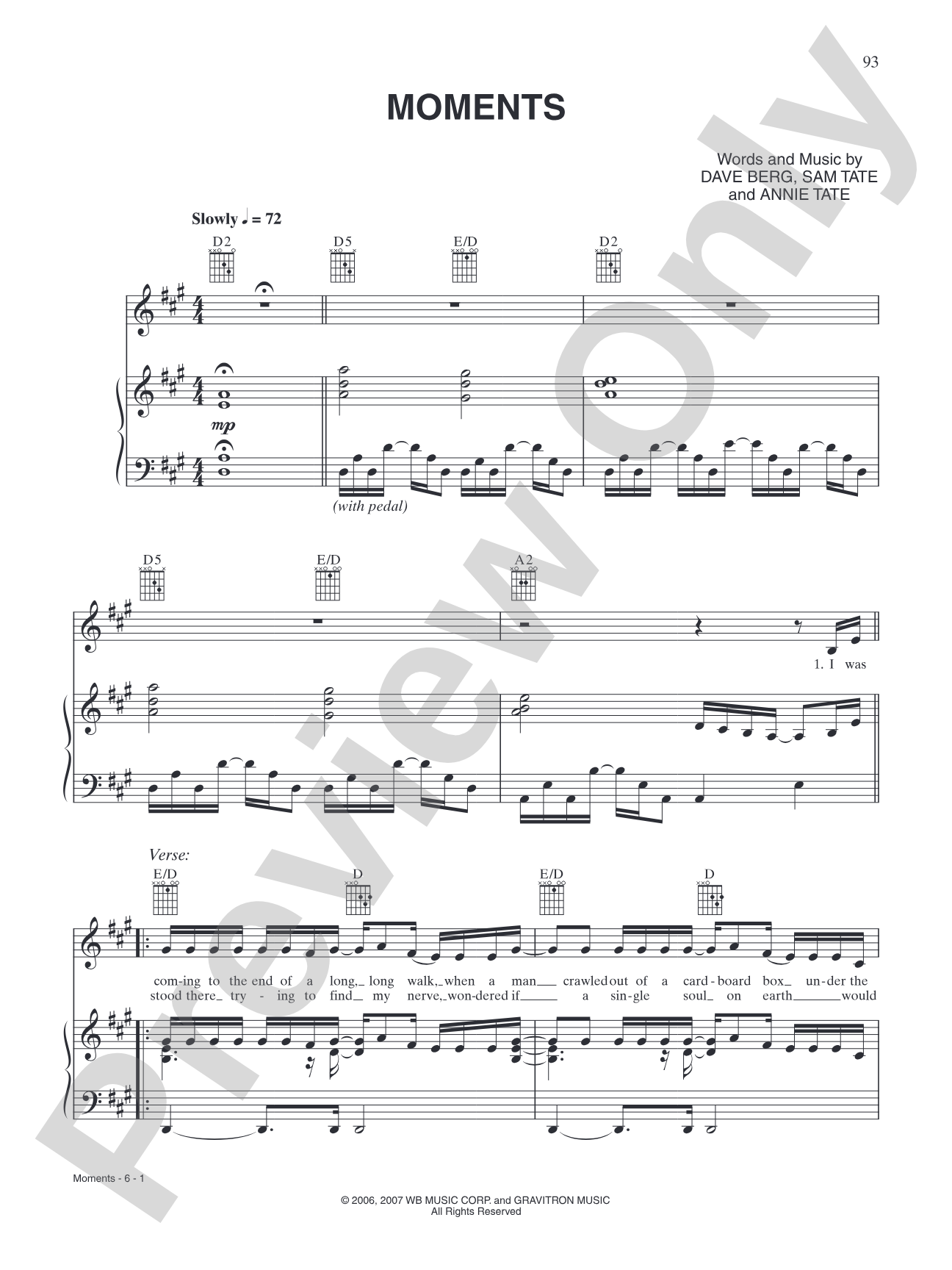 Moments: Piano/Vocal/Chords