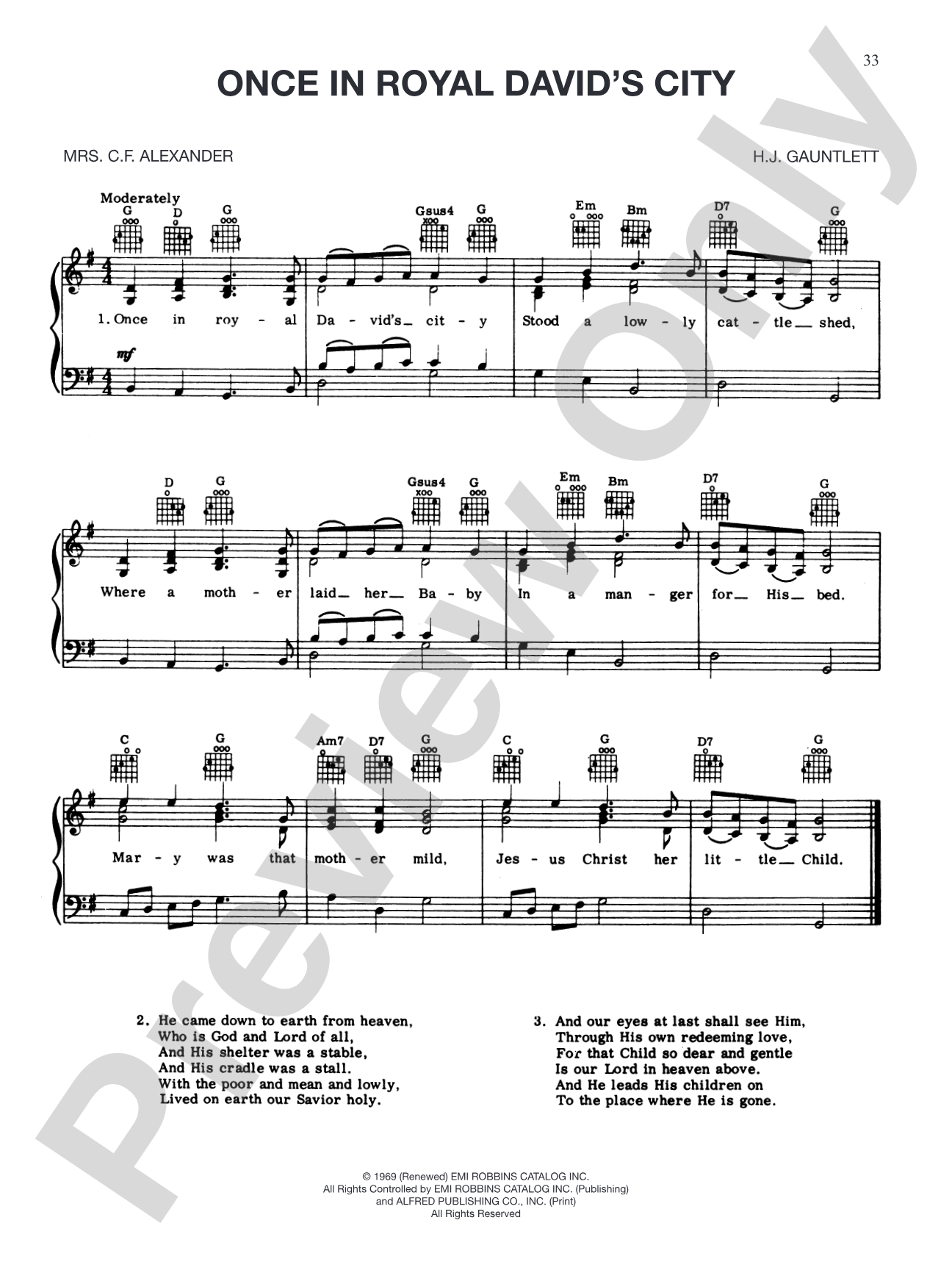 Once In Royal David's City: Piano/Vocal/Chords
