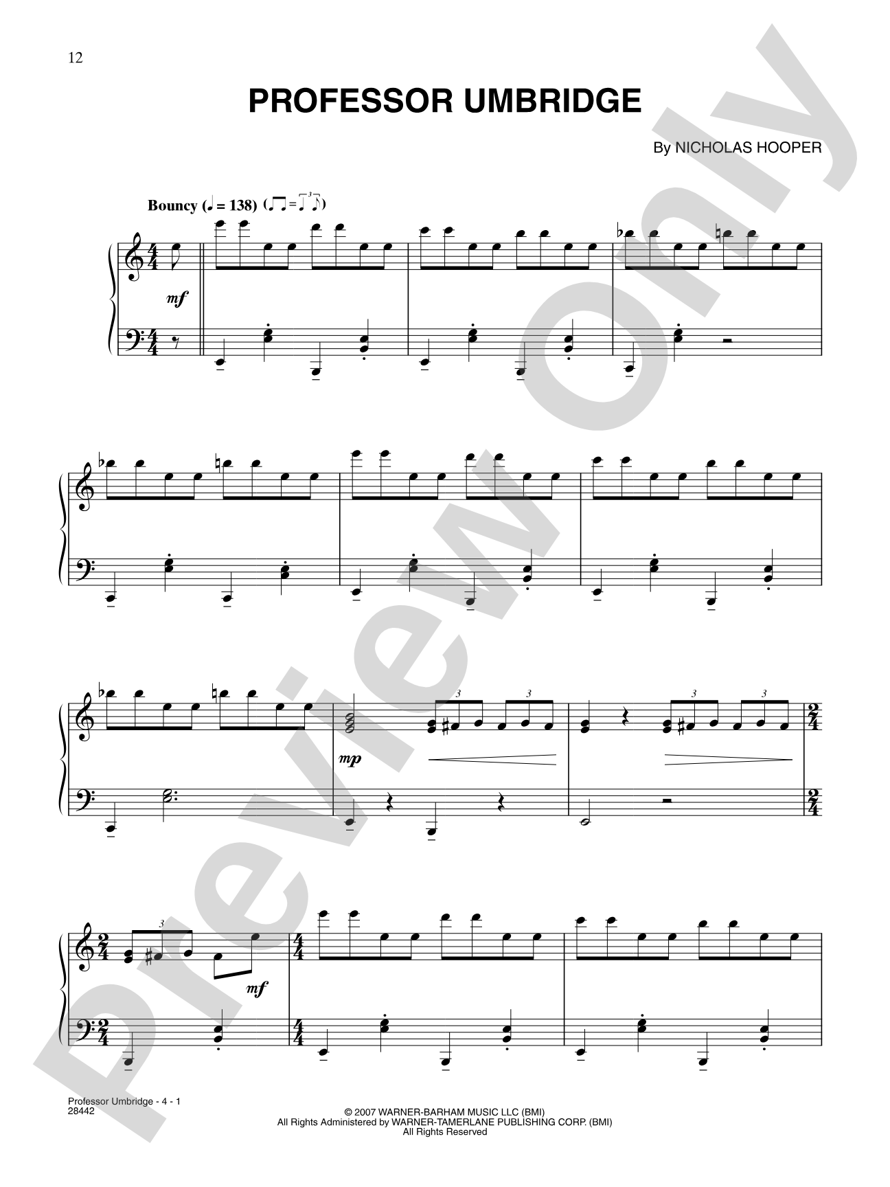 Professor Umbridge (From "Harry Potter and the Order of the Phoenix"): Piano