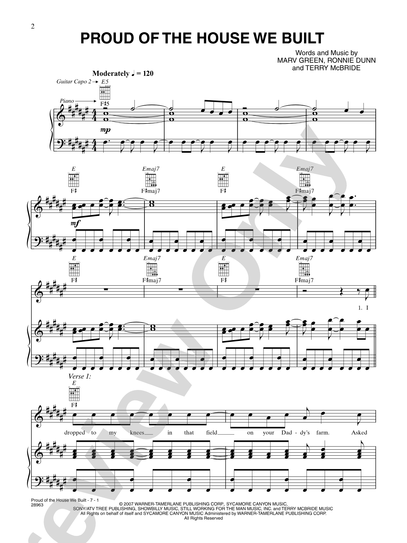 Proud of the House We Built: Piano/Vocal/Chords