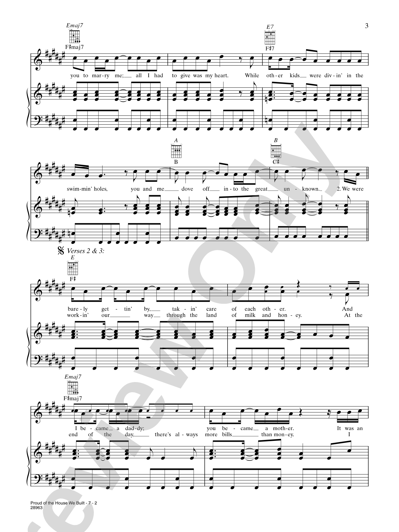 Proud of the House We Built: Piano/Vocal/Chords