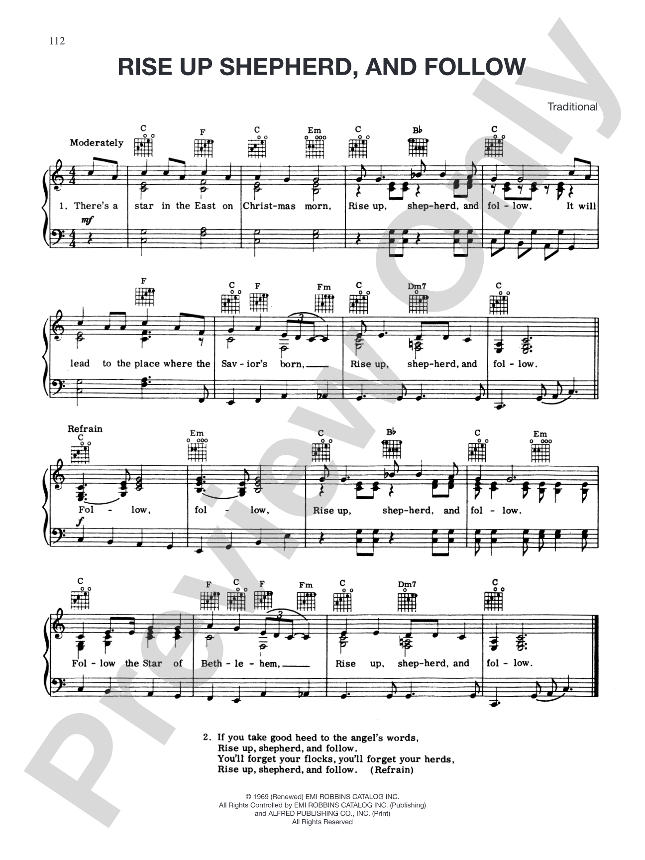 Rise Up Shepherd and Follow: Piano/Vocal/Chords