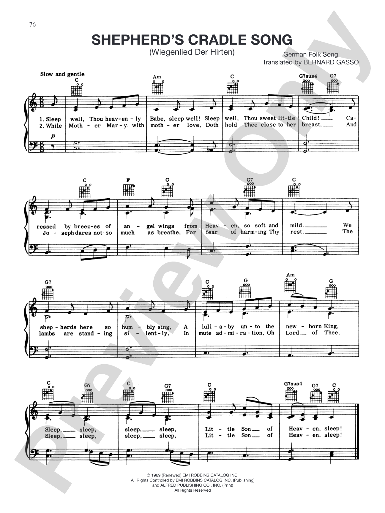 Shepherd's Cradle Song: Piano/Vocal/Chords