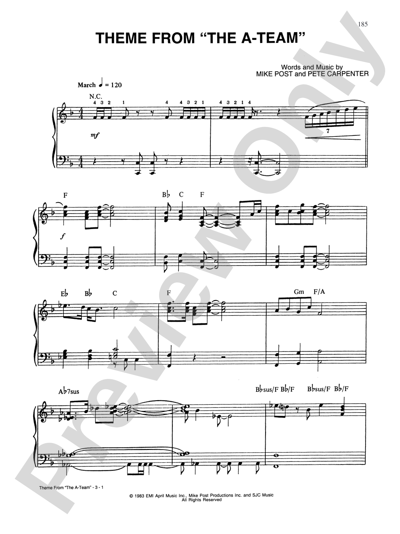 The A-Team (Main Theme): Piano/Vocal/Chords