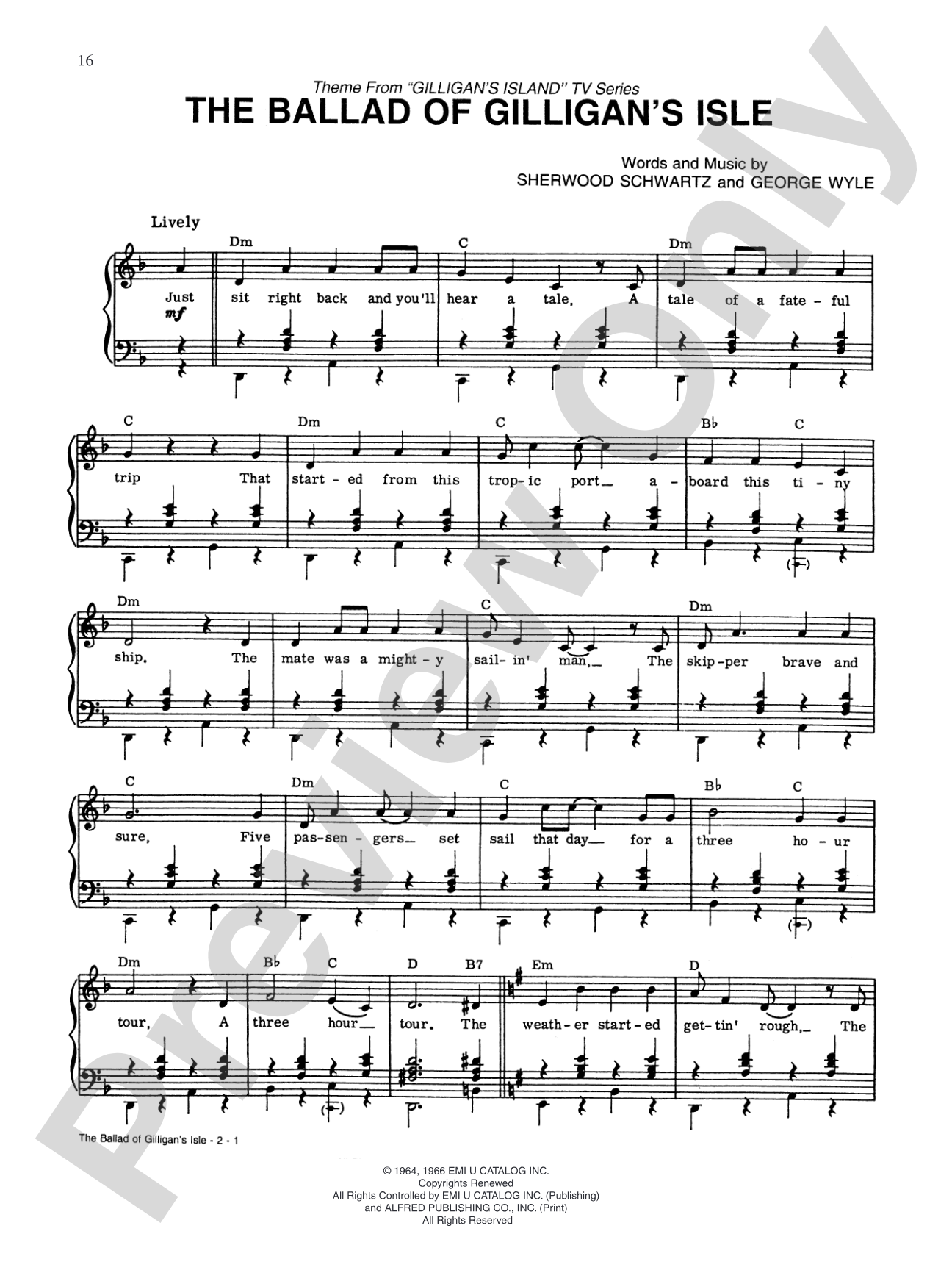 The Ballad of Gilligan's Isle: Piano/Vocal/Chords