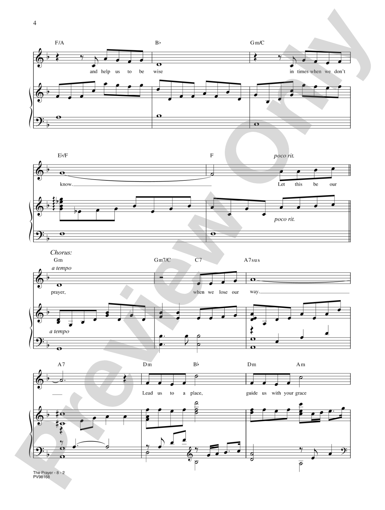 The Prayer (Italian/English Version): Piano/Vocal/Chords