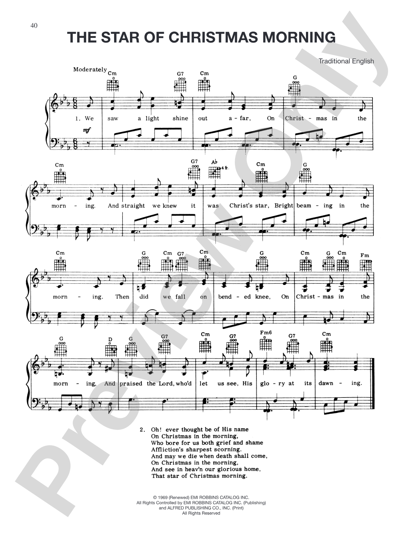 The Star of Christmas Morning: Piano/Vocal/Chords