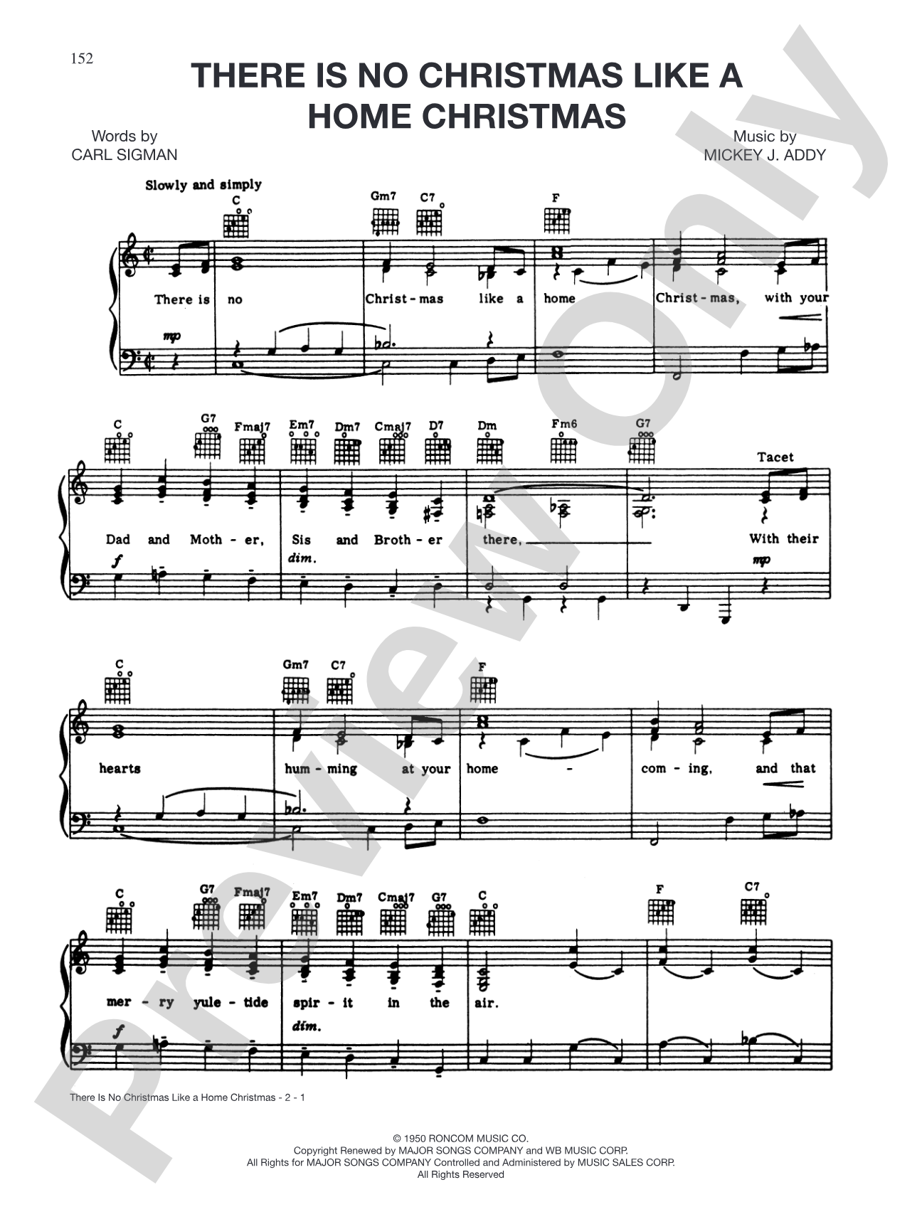 There Is No Christmas Like a Home Christmas: Piano/Vocal/Chords