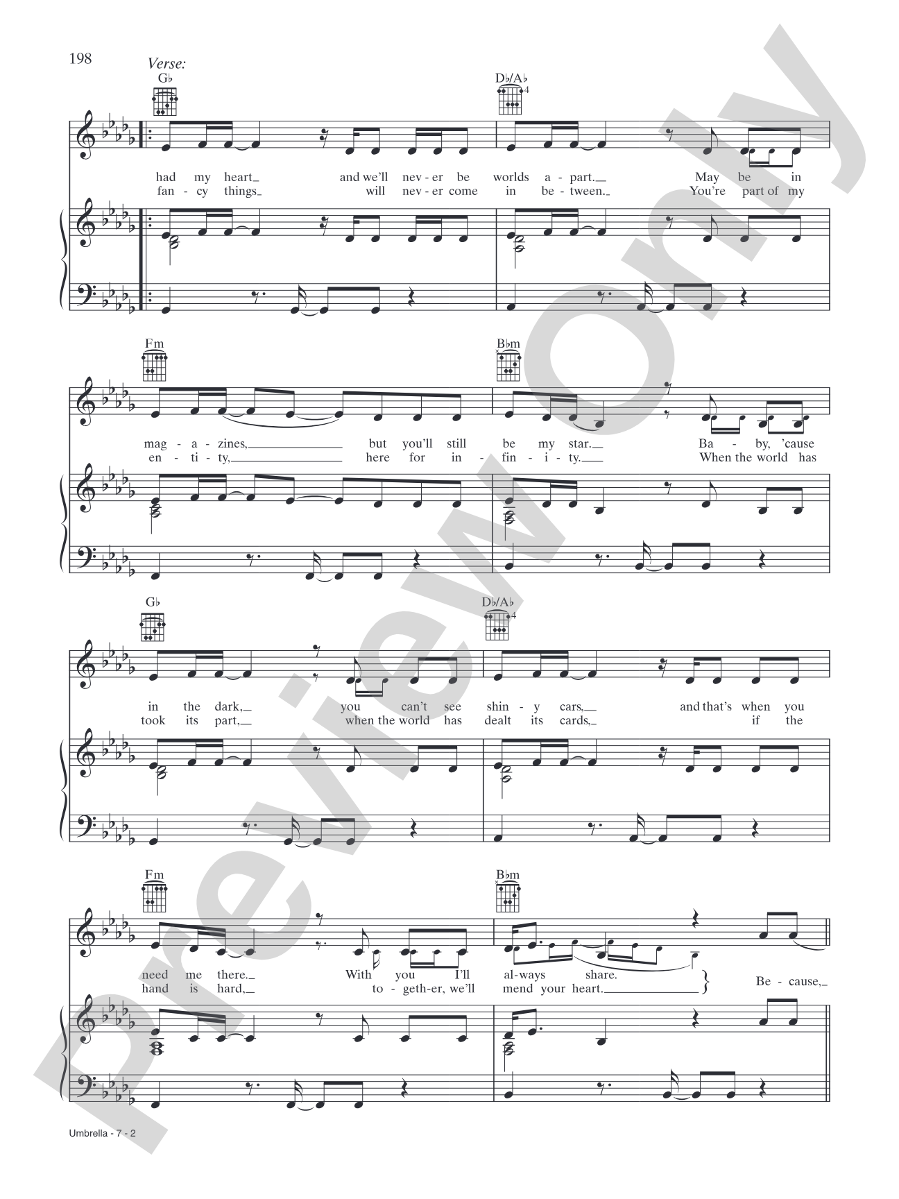 Umbrella: Piano/Vocal/Chords