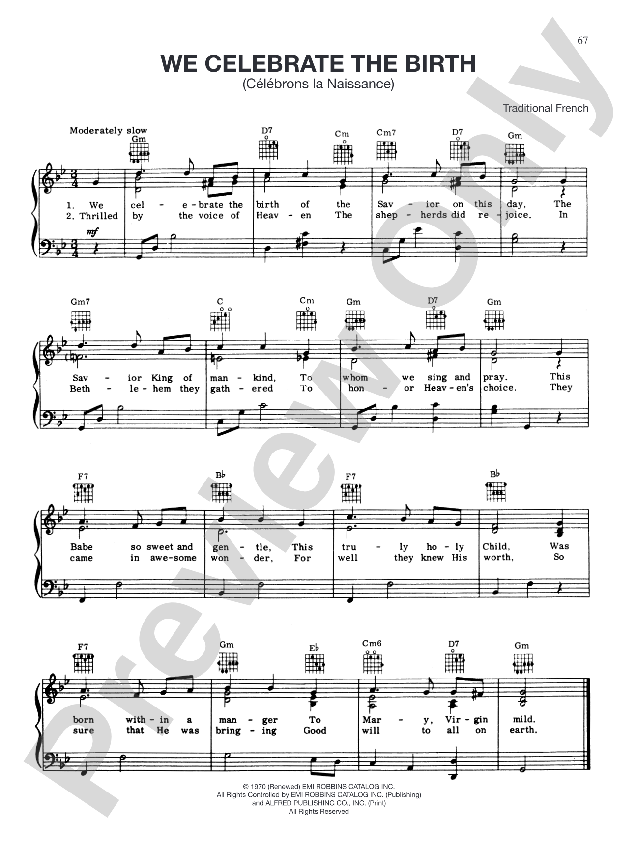 We Celebrate the Birth: Piano/Vocal/Chords