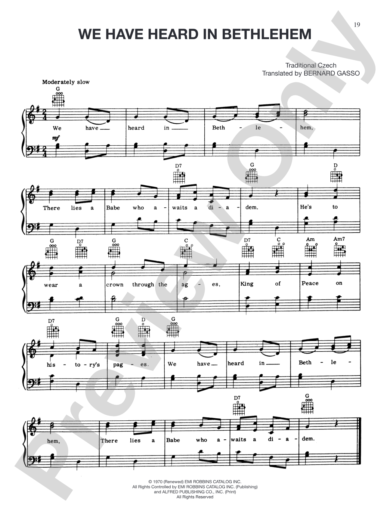We Have Heard In Bethlehem: Piano/Vocal/Chords