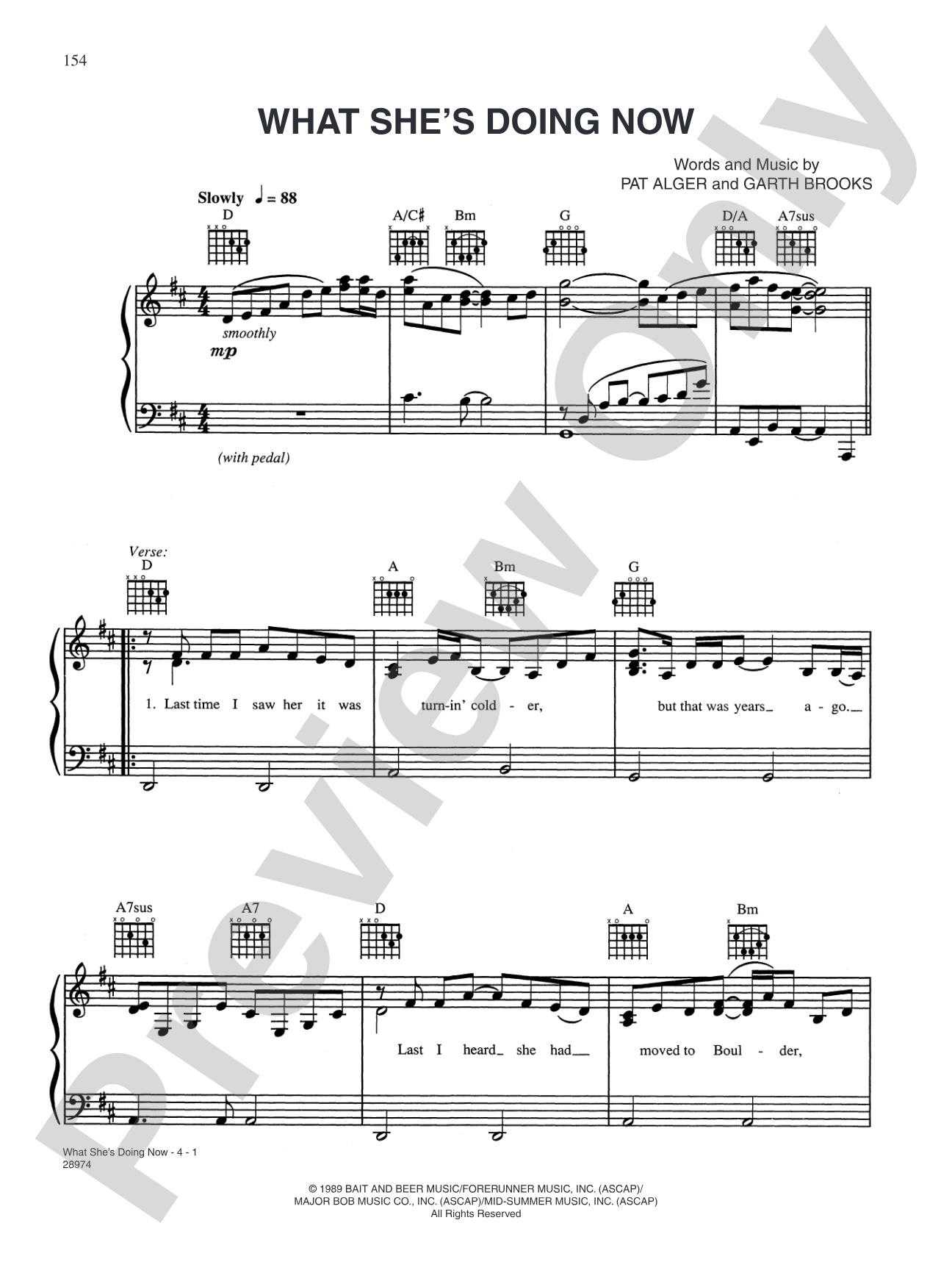 What She's Doing Now: Piano/Vocal/Chords