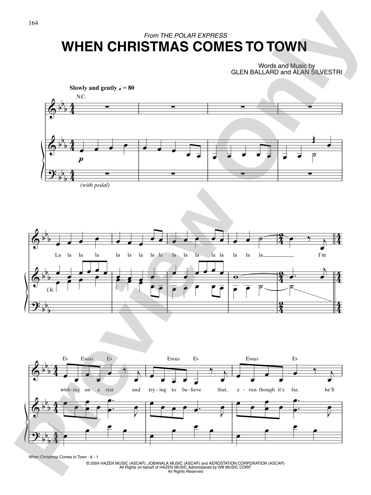 When Christmas Comes to Town (From "The Polar Express"): Piano/Vocal/Chords