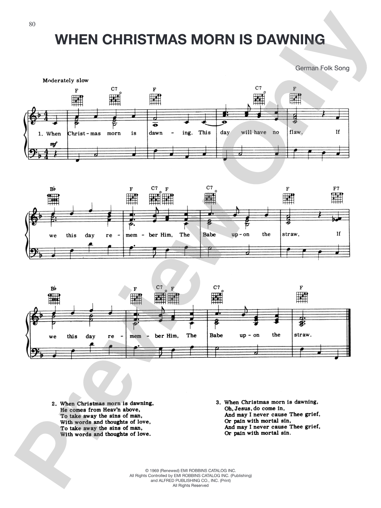 When Christmas Morn Is Dawning: Piano/Vocal/Chords