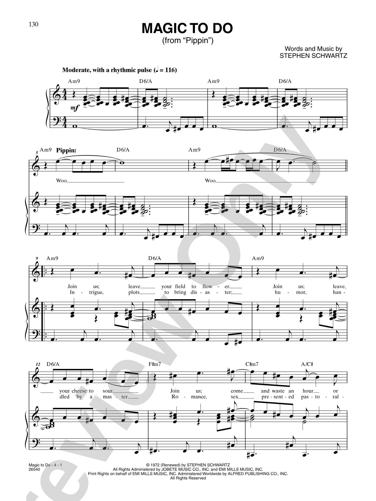 Magic to Do (From "Pippin"): Piano/Vocal/Chords