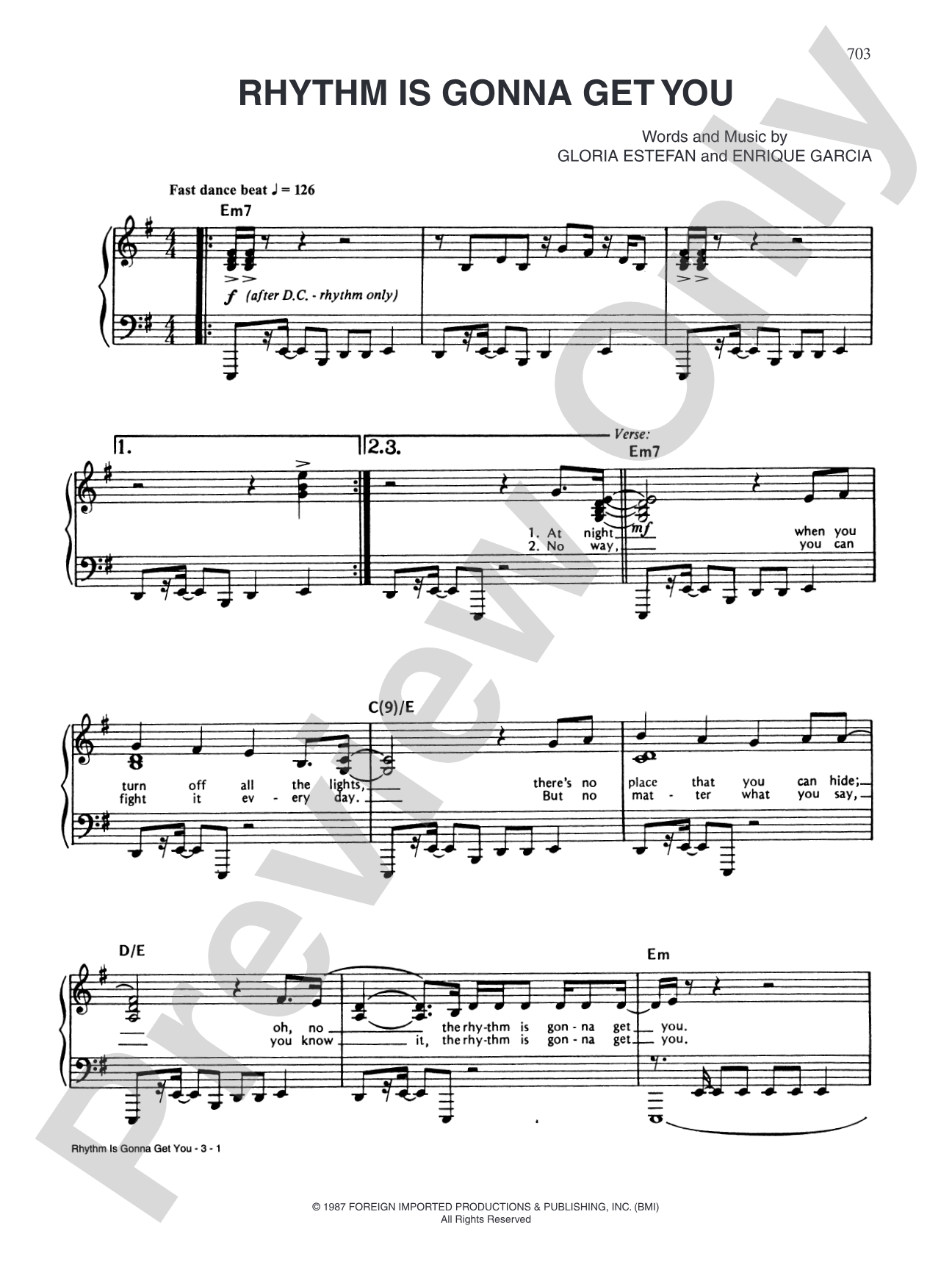 Rhythm Is Gonna Get You: Piano/Vocal/Chords