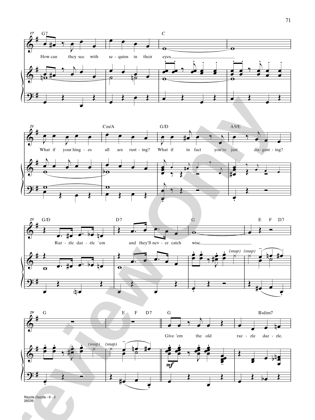 Razzle Dazzle (From "Chicago"): Piano/Vocal/Chords