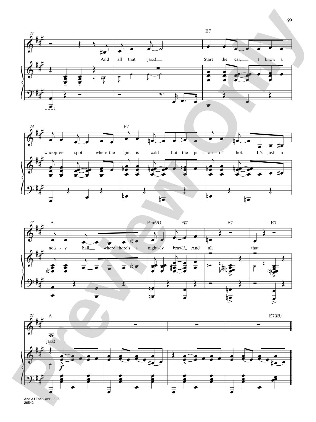 And All That Jazz (From "Chicago"): Piano/Vocal/Chords