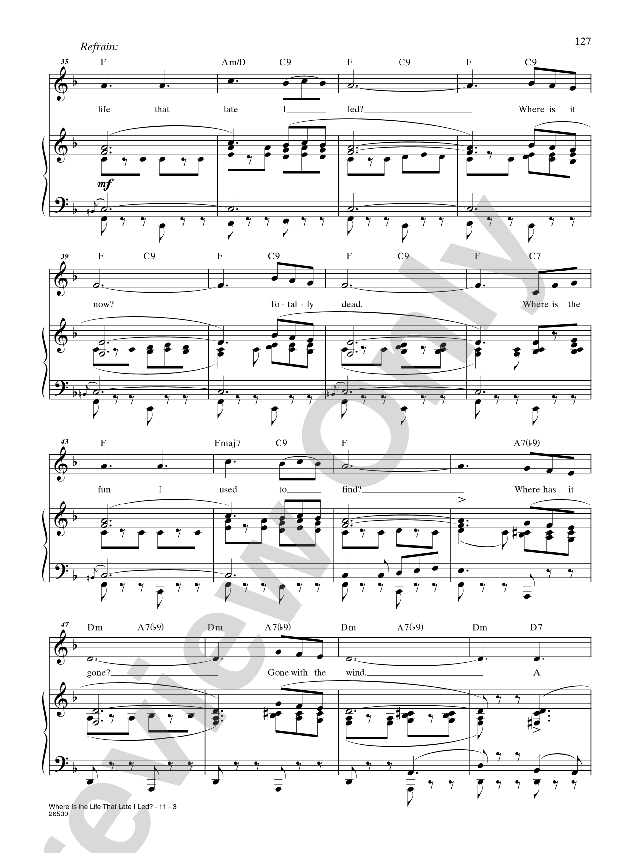 Where Is the Life That Late I Led? (From "Kiss Me, Kate"): Piano/Vocal/Chords