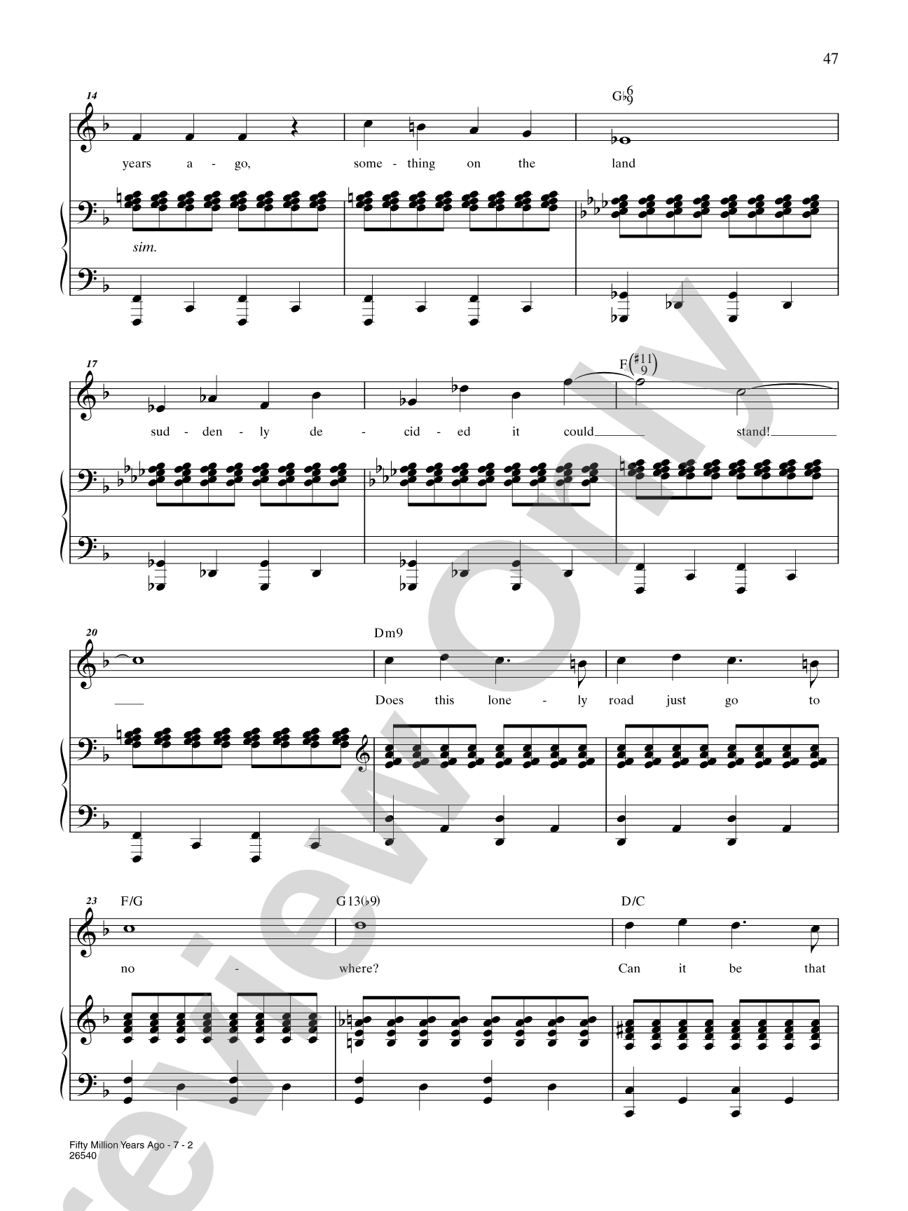Fifty Million Years Ago (From "Celebration"): Piano/Vocal/Chords