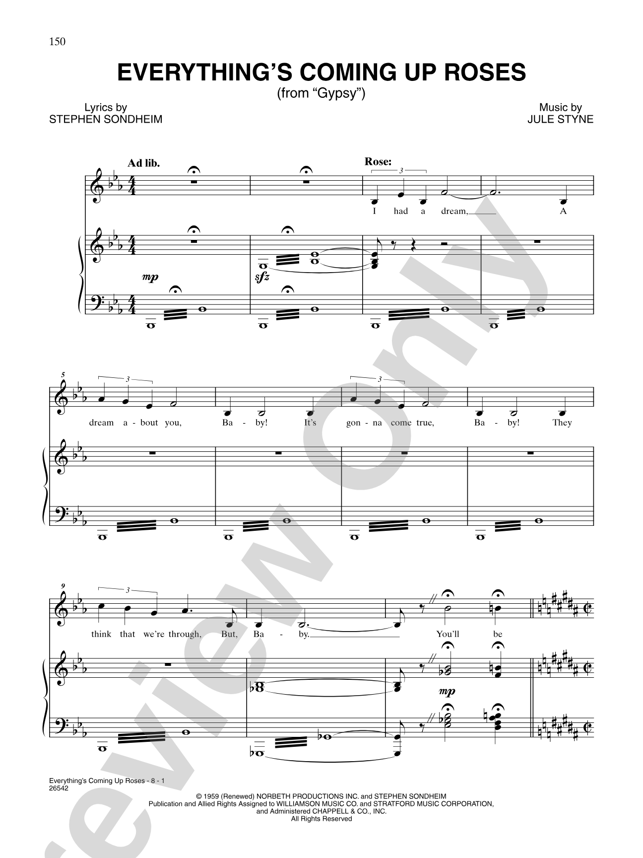 Everything's Coming Up Roses (From "Gypsy"): Piano/Vocal/Chords