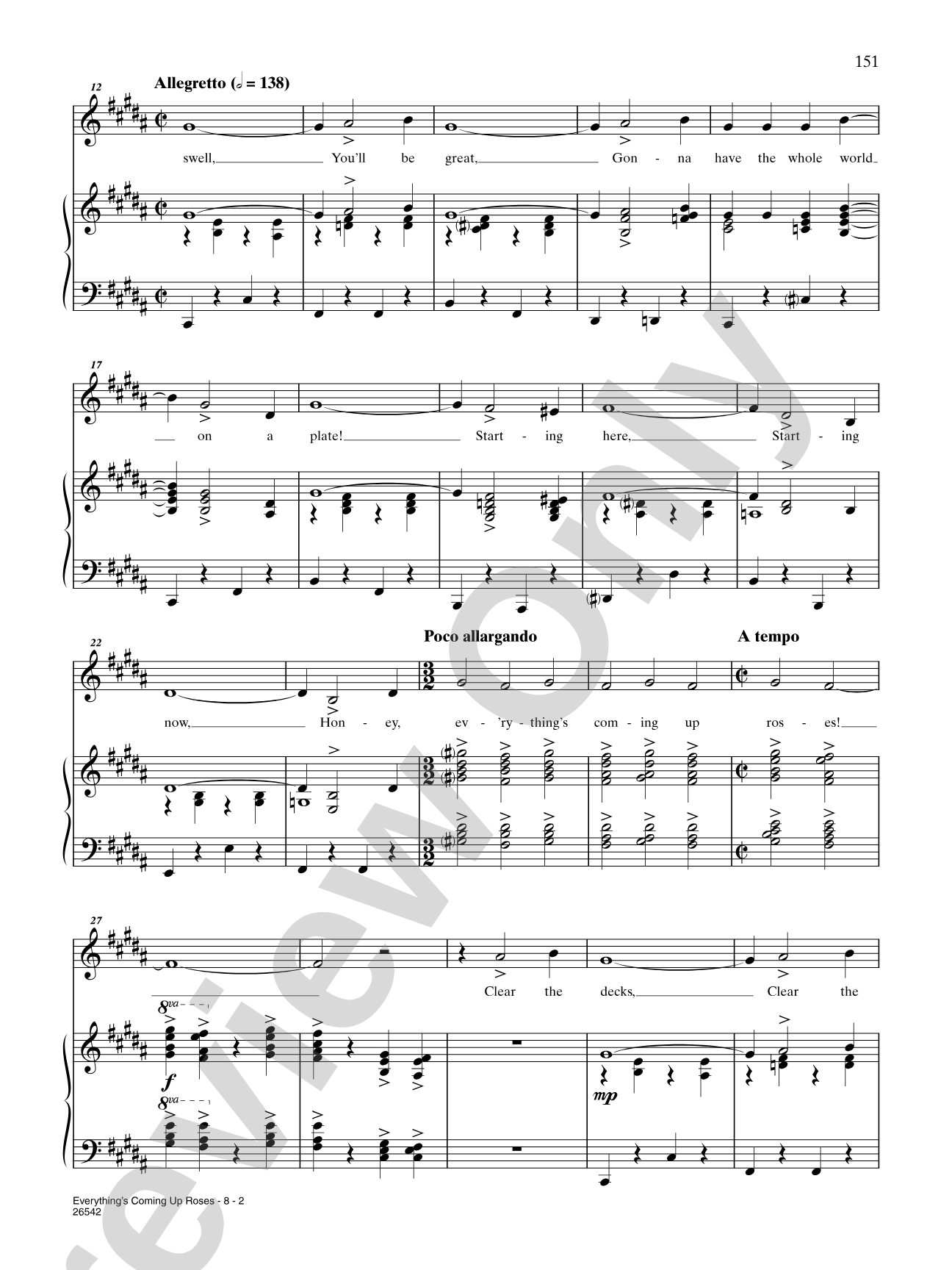 Everything's Coming Up Roses (From "Gypsy"): Piano/Vocal/Chords