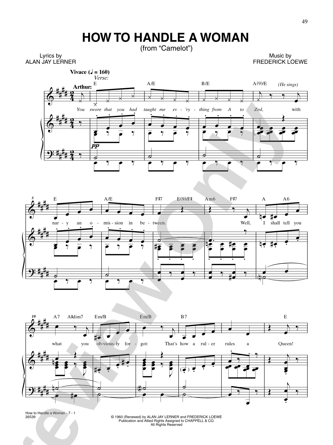 How to Handle a Woman (From "Camelot"): Piano/Vocal/Chords