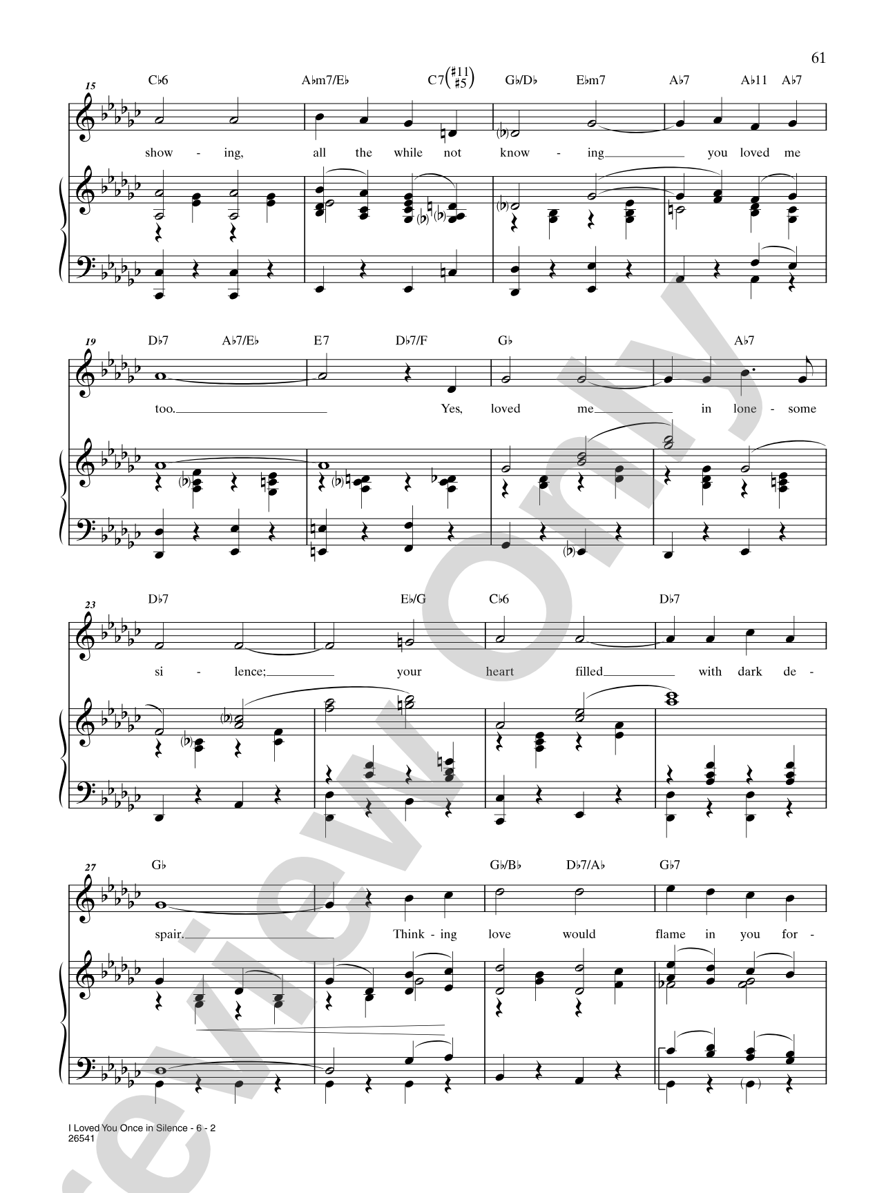 I Loved You Once in Silence (From "Camelot"): Piano/Vocal/Chords