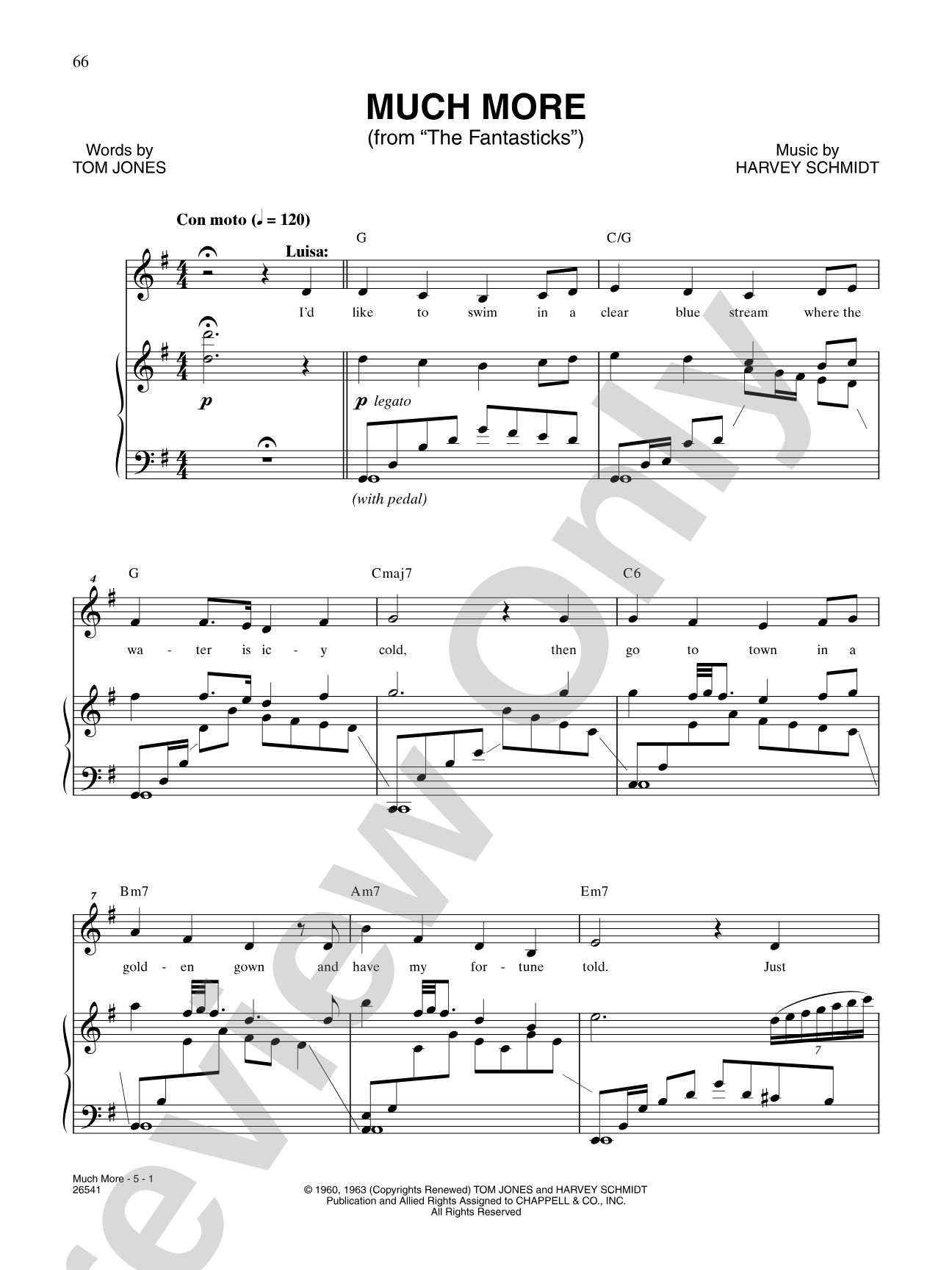 Much More (From "The Fantasticks"): Piano/Vocal/Chords