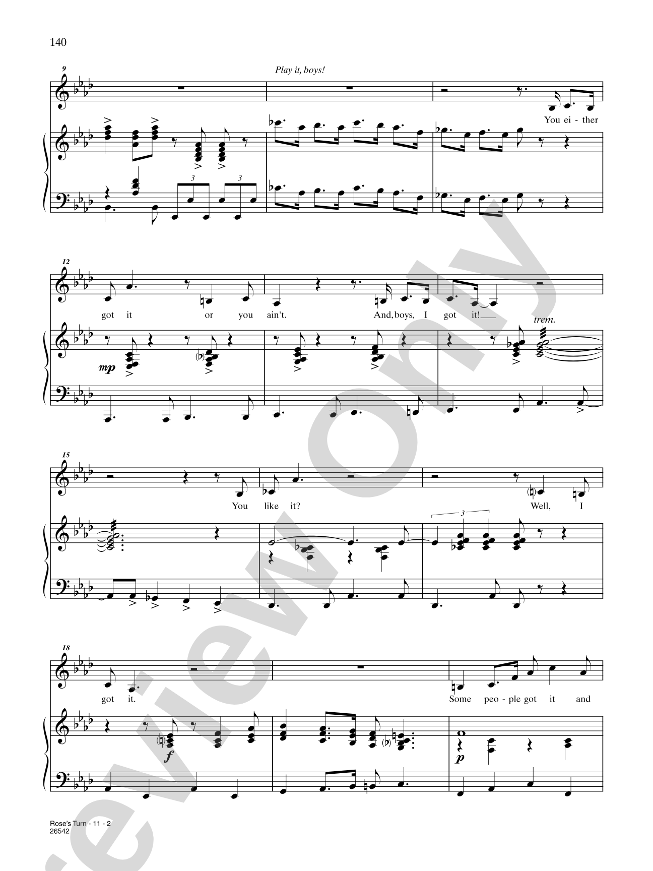 Rose's Turn<BR>(From "Gypsy"): Piano/Vocal/Chords