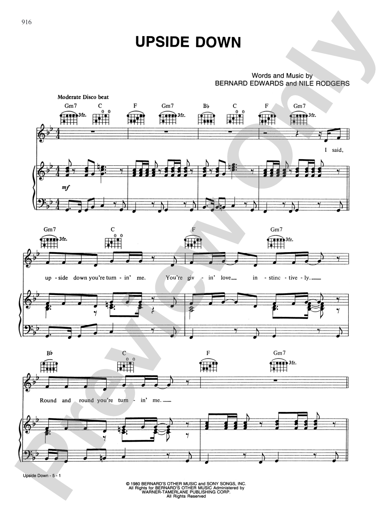 Upside Down ('Round-N-'Round): Piano/Vocal/Chords