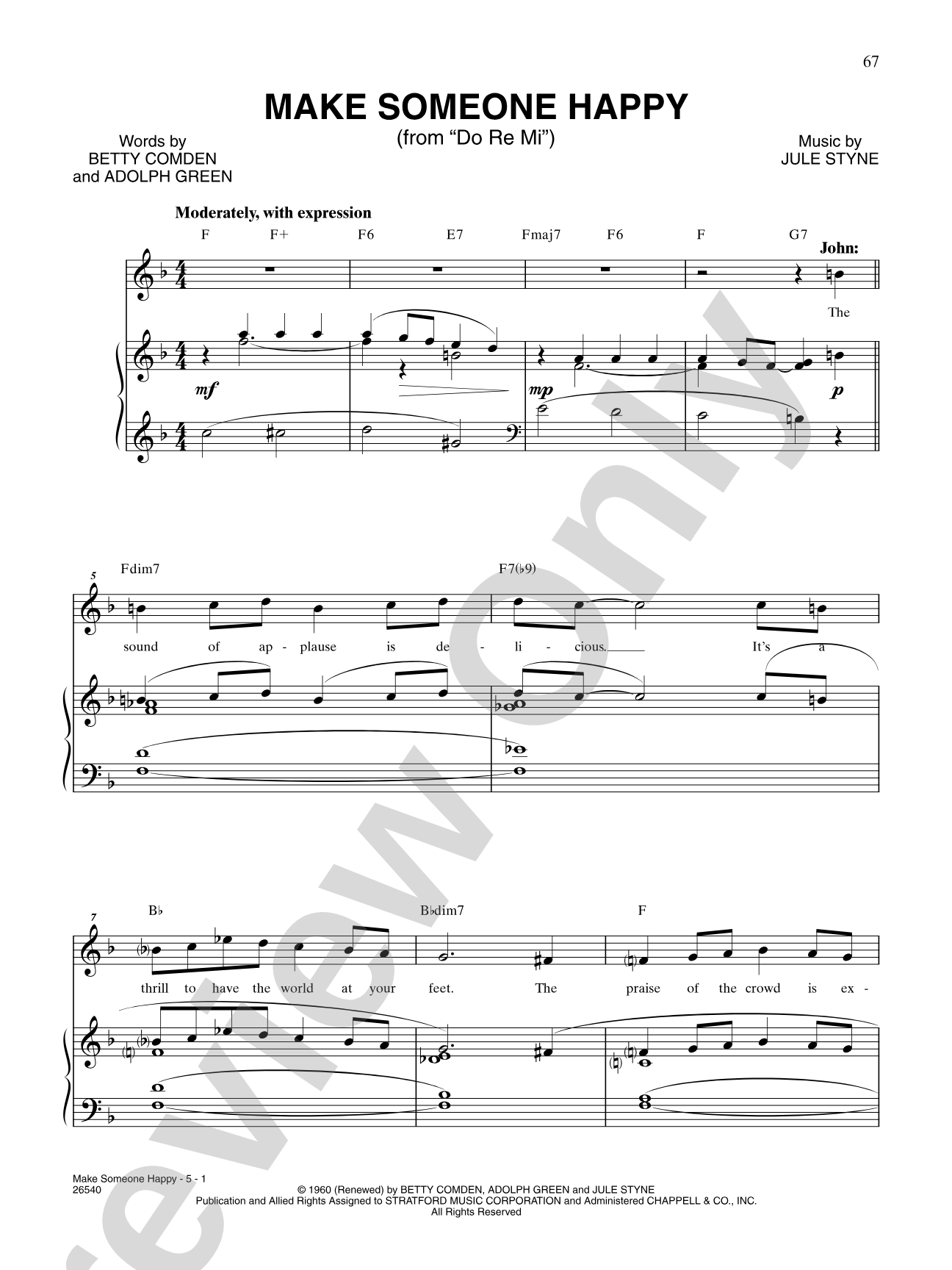 Make Someone Happy (From "Do Re Mi"): Piano/Vocal/Chords
