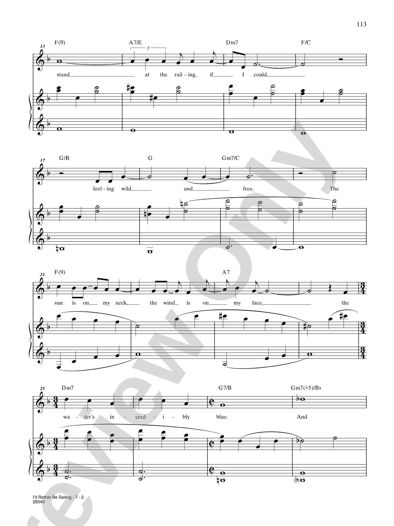 I'd Rather Be Sailing (From "A New Brain"): Piano/Vocal/Chords