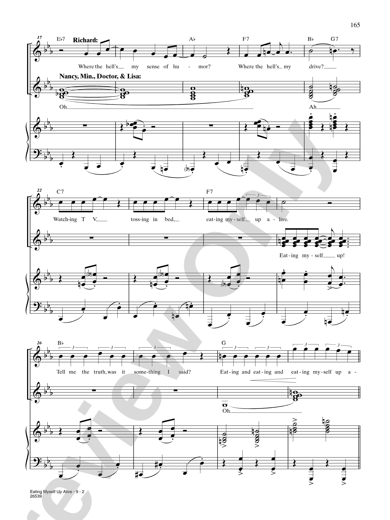 Eating Myself Up Alive (From "A New Brain"): Piano/Vocal/Chords