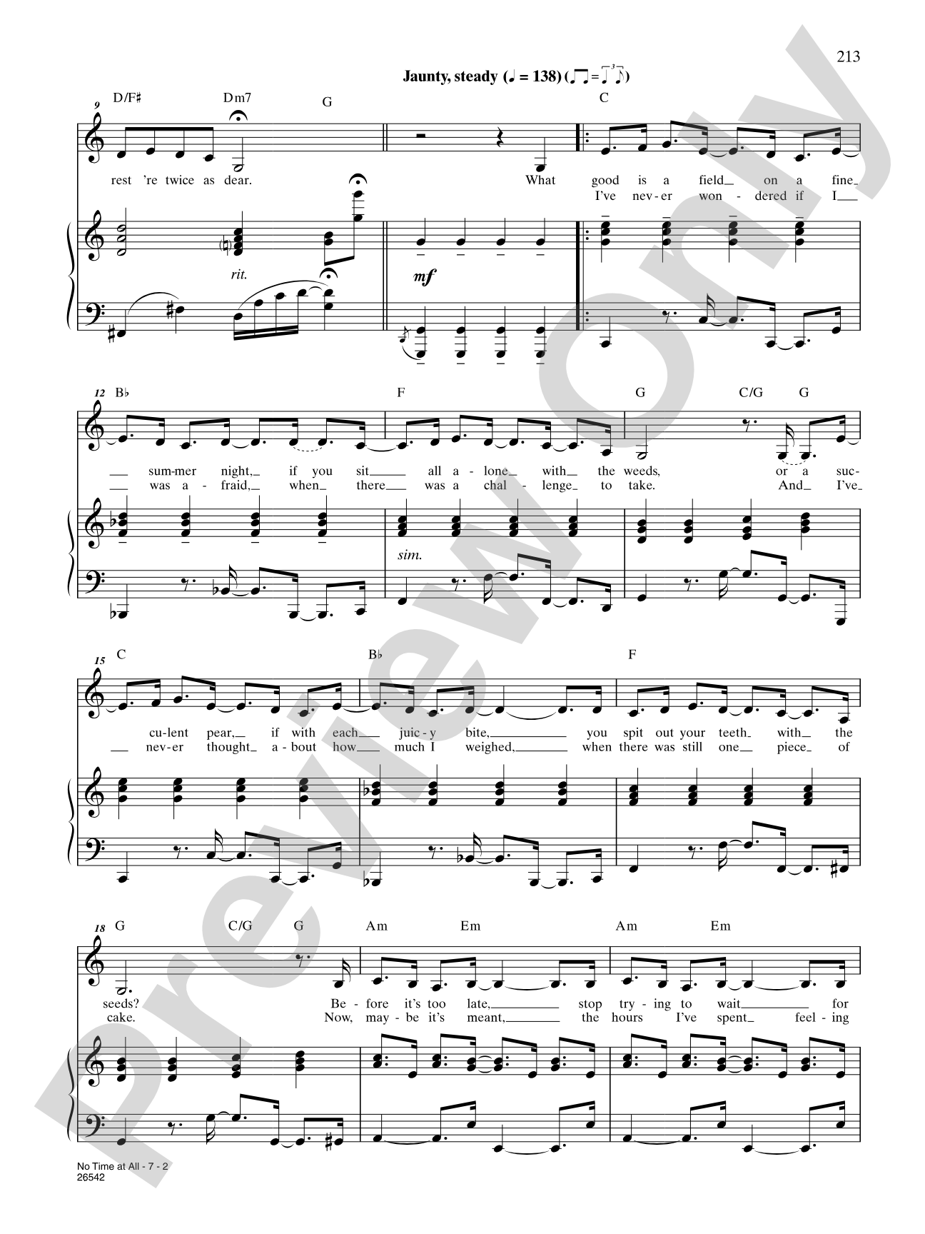 No Time at All (From "Pippin"): Piano/Vocal/Chords