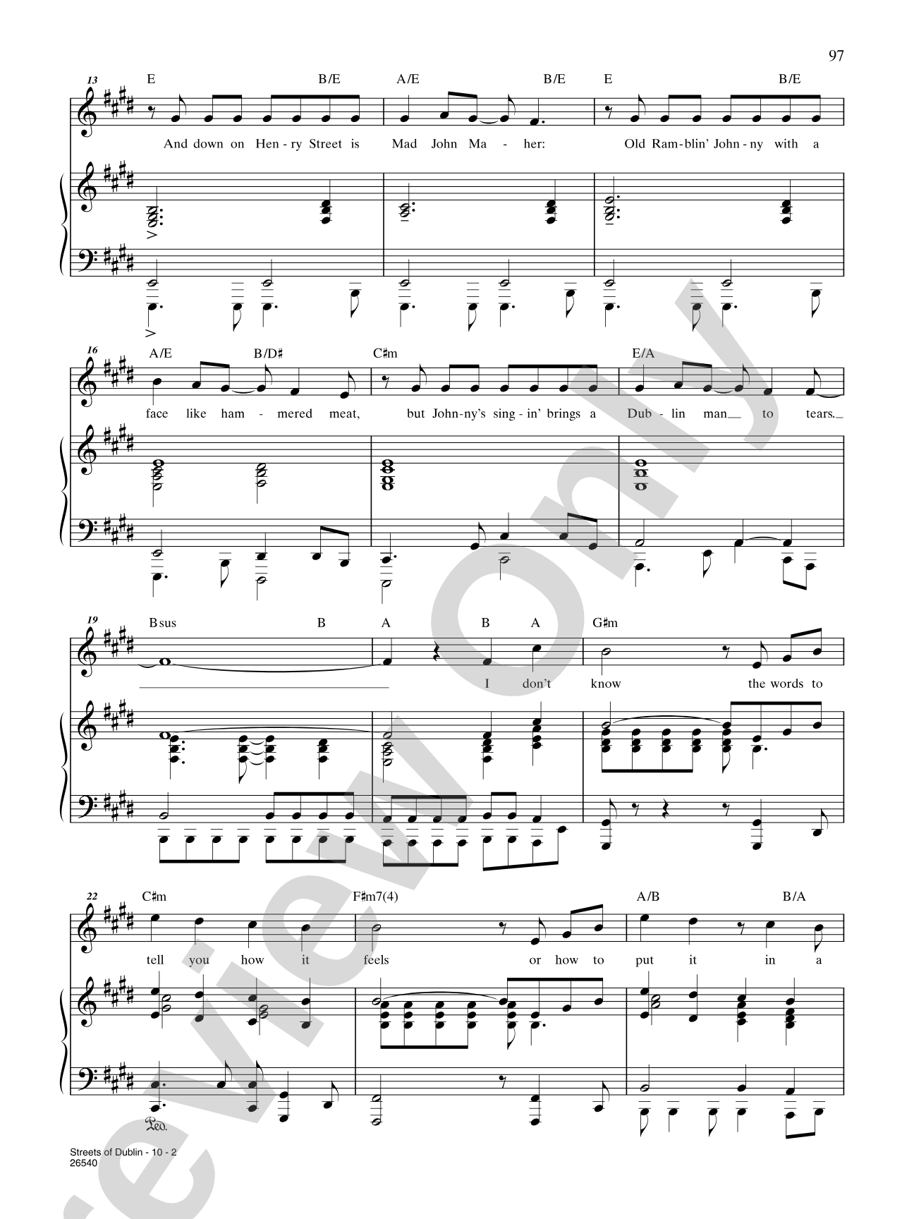 The Streets of Dublin (From "A Man of No Importance"): Piano/Vocal/Chords