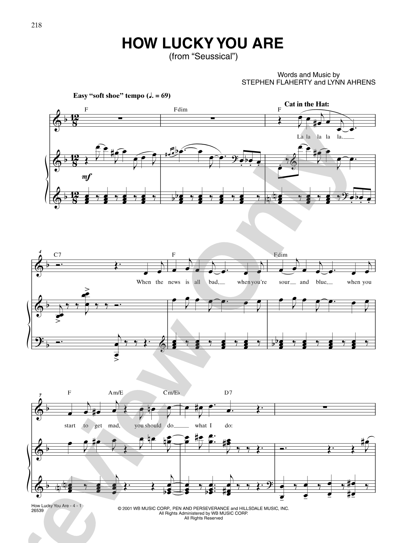 How Lucky You Are (From "Seussical the Musical"): Piano/Vocal/Chords
