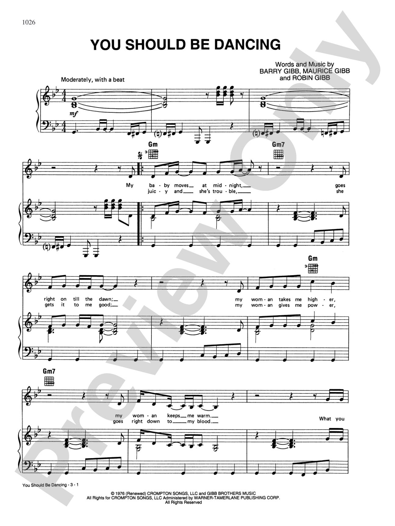 You Should Be Dancing: Piano/Vocal/Chords