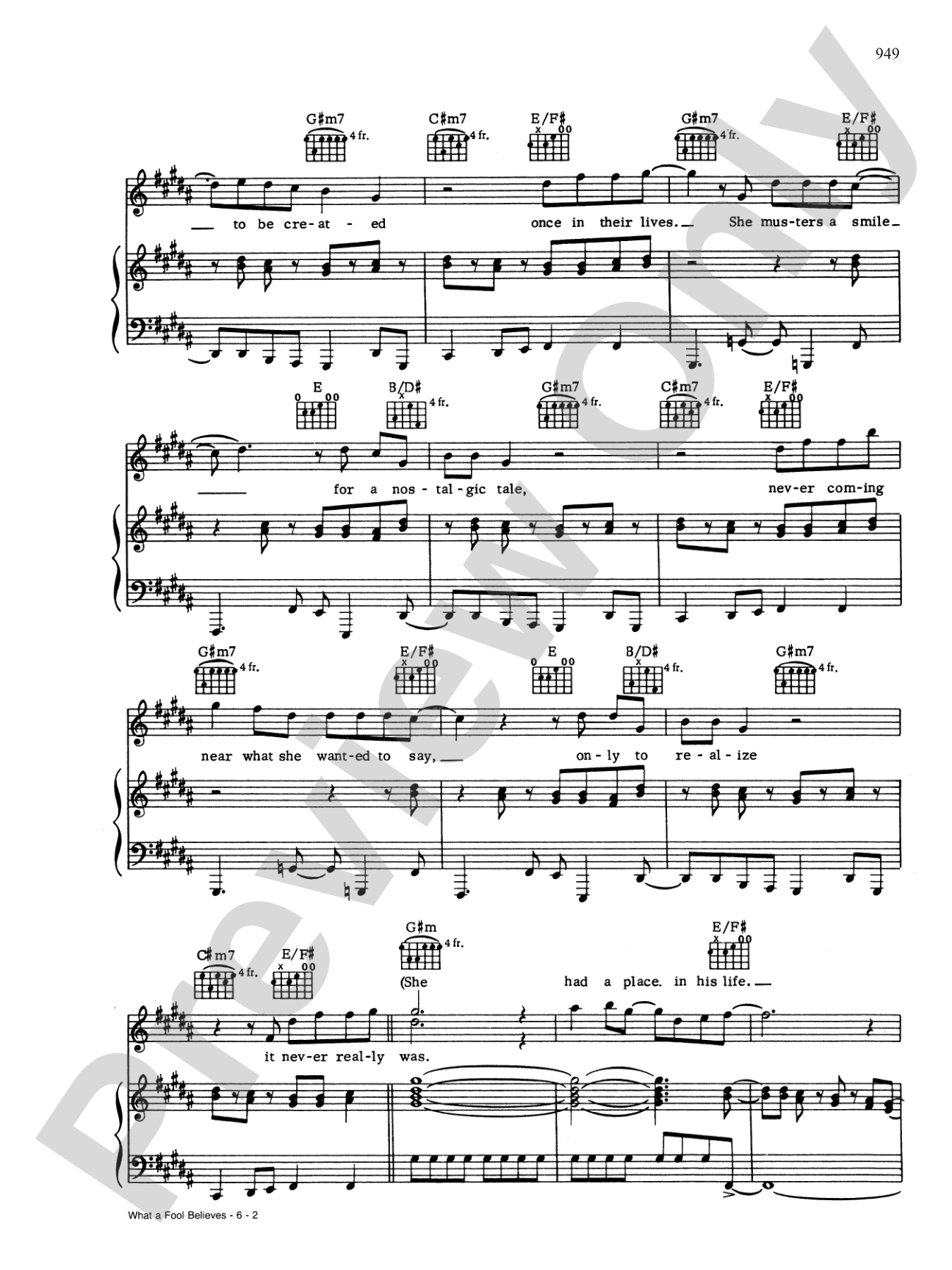 What a Fool Believes: Piano/Vocal/Chords