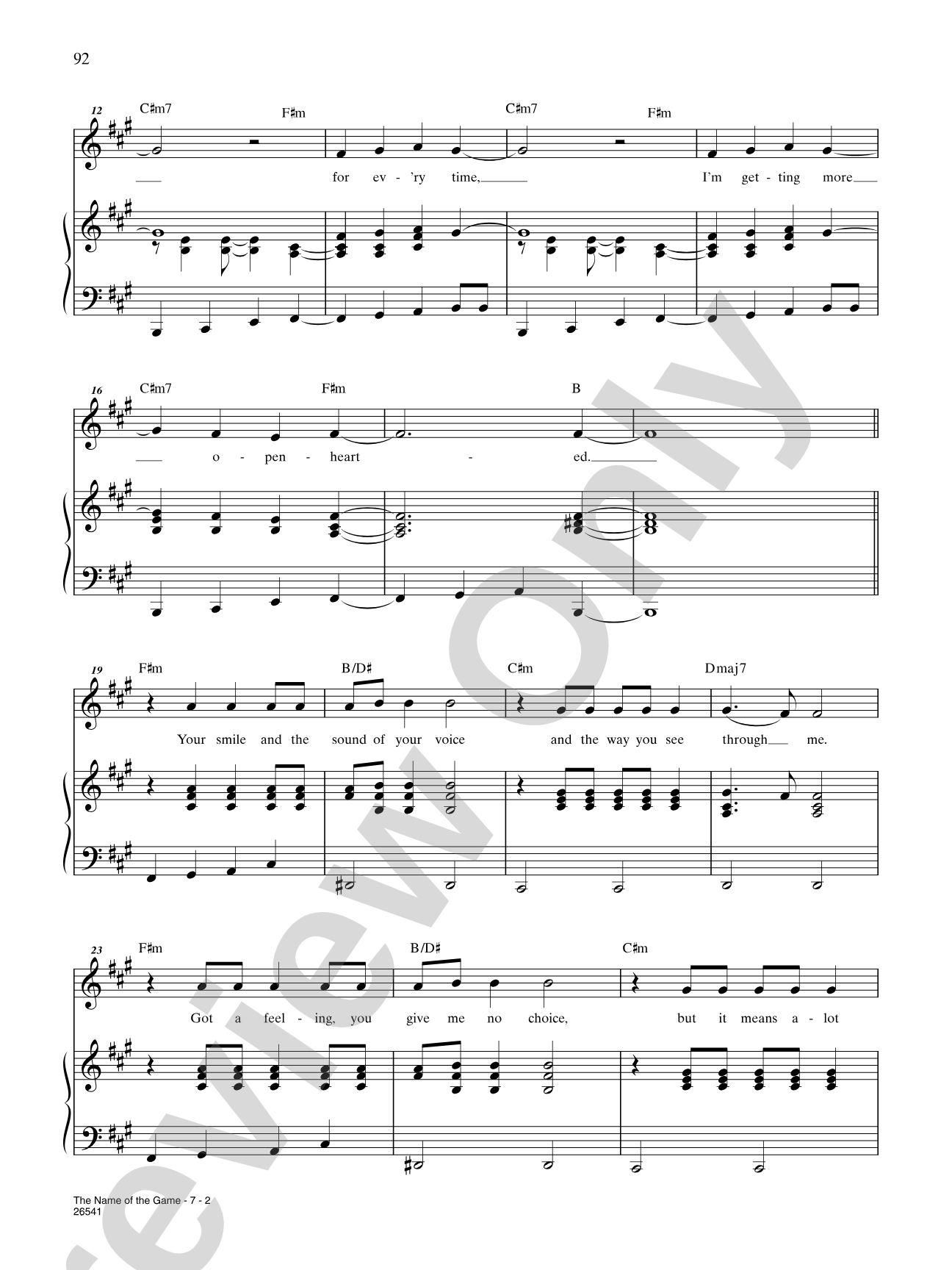 The Name of the Game (From "Mamma Mia!"): Piano/Vocal/Chords