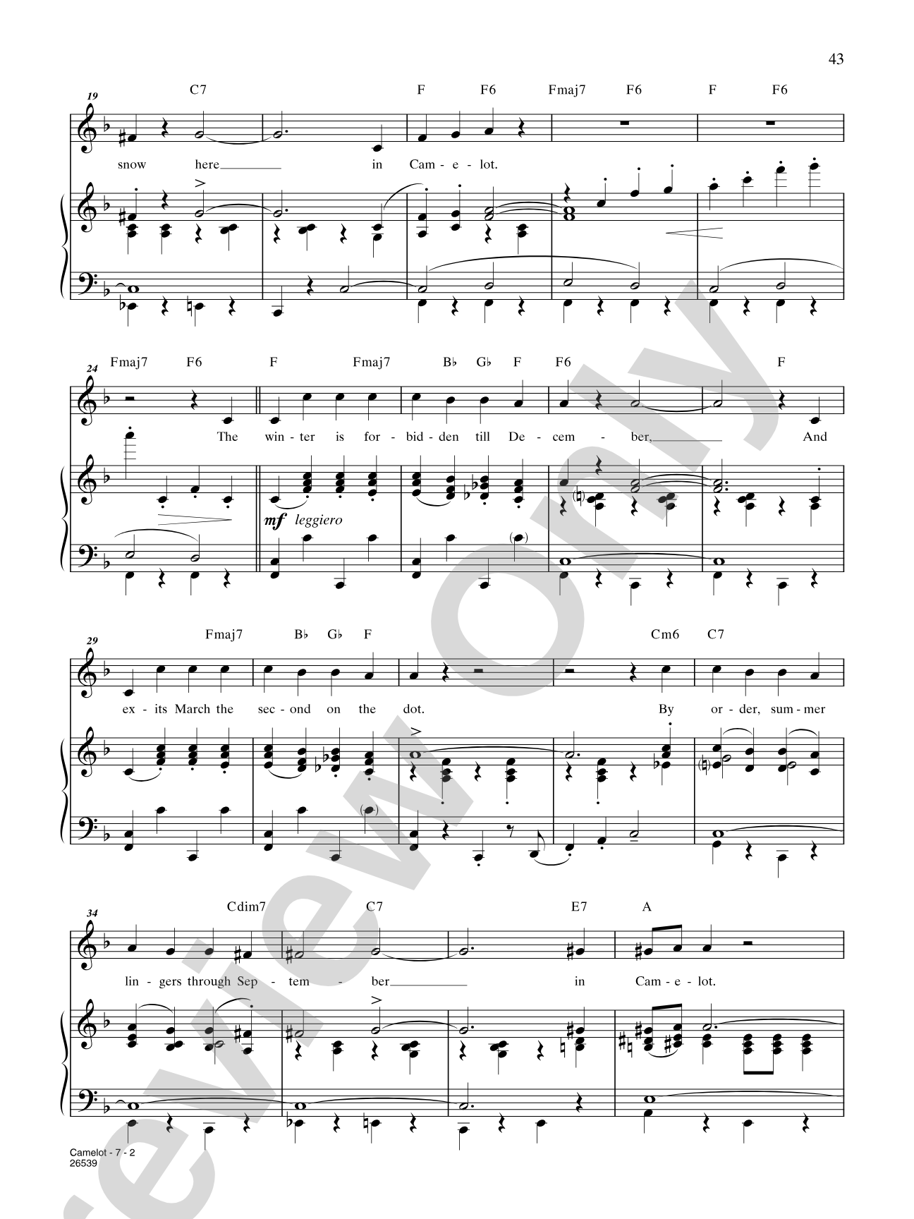 Camelot (From "Camelot"): Piano/Vocal/Chords