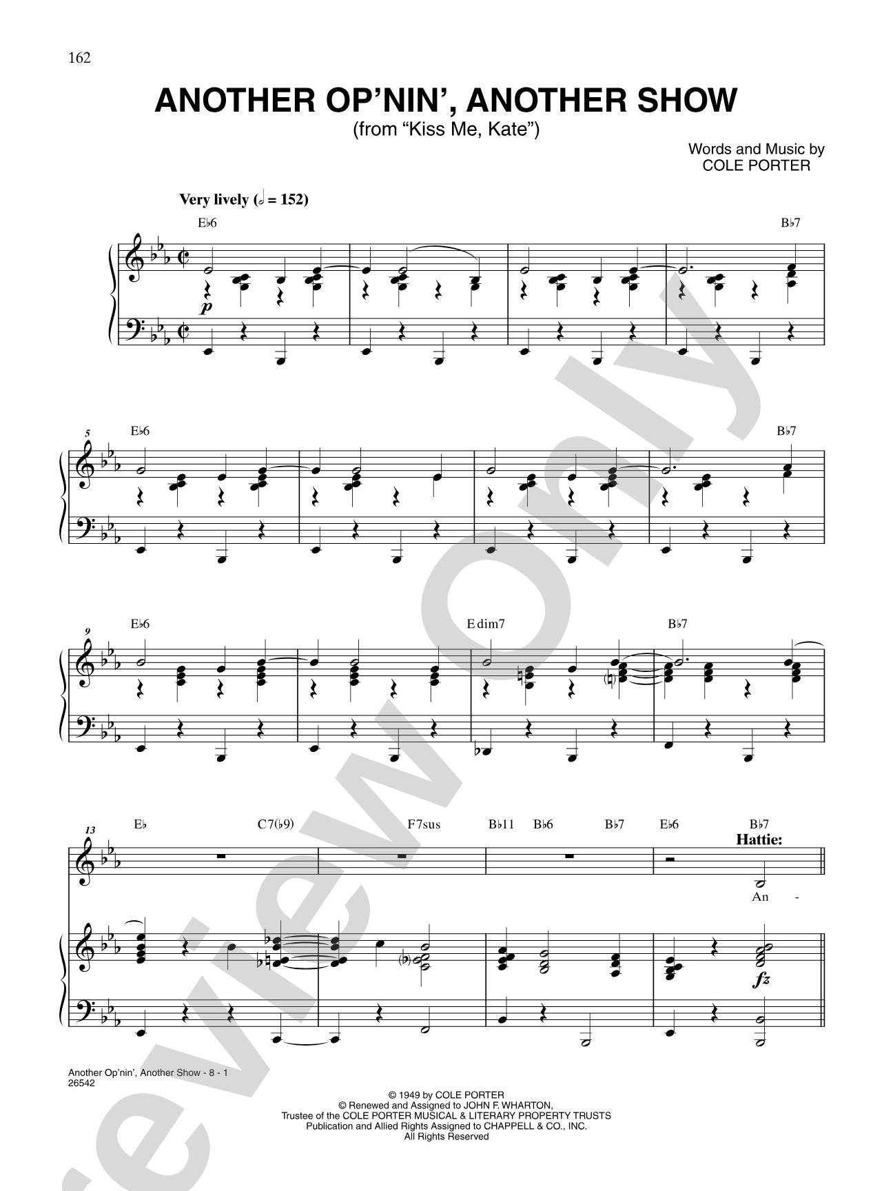 Another Op'nin', Another Show (From "Kiss Me, Kate"): Piano/Vocal/Chords
