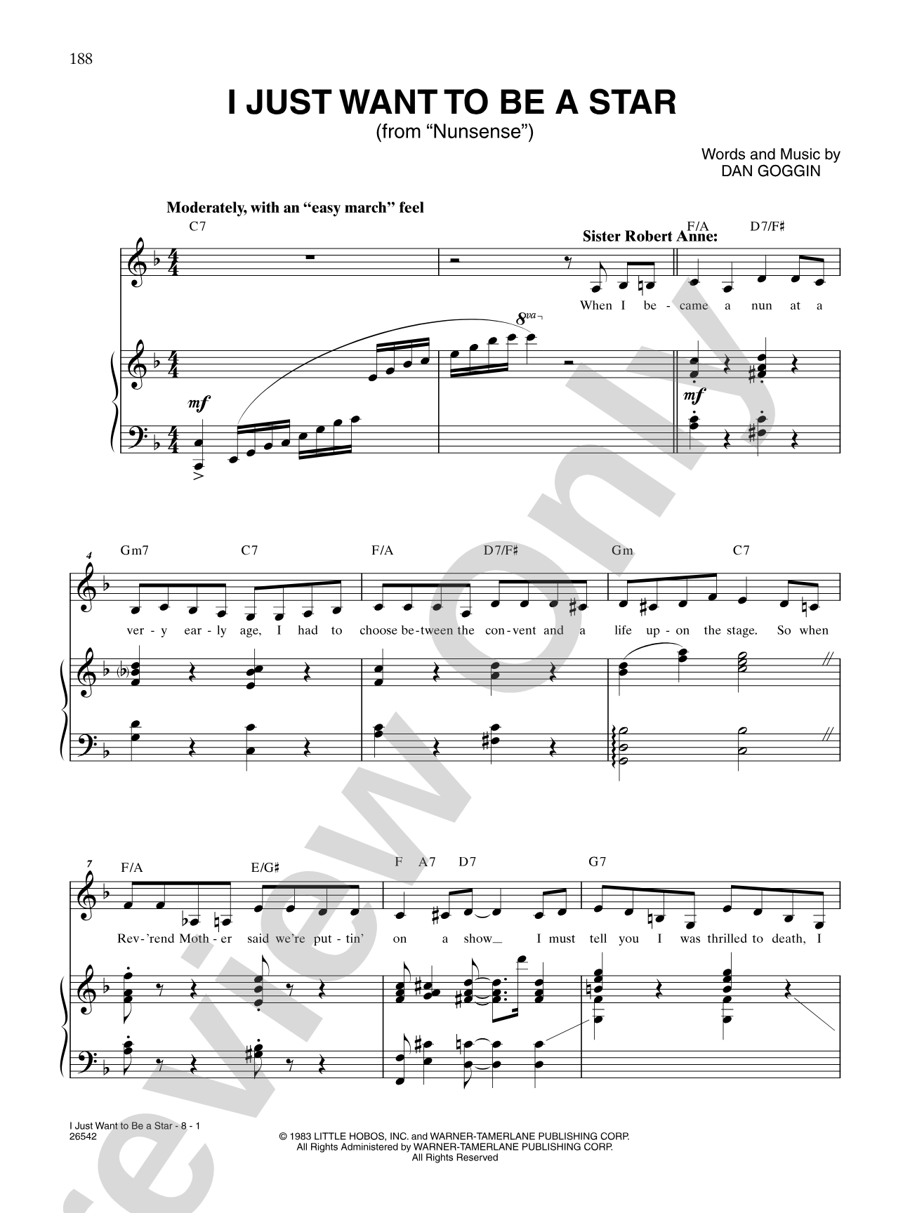 I Just Want to Be a Star (From "Nunsense"): Piano/Vocal/Chords