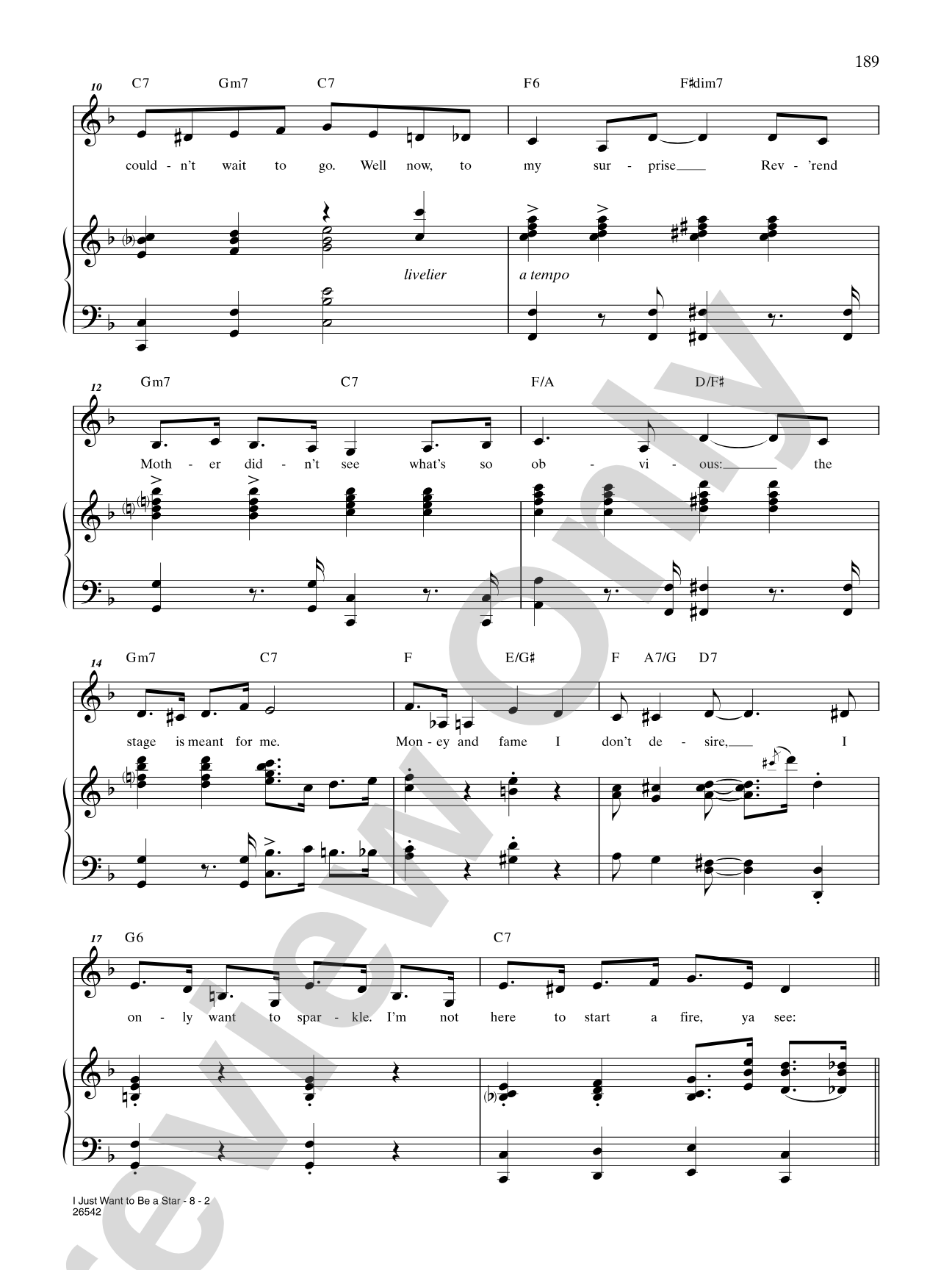 I Just Want to Be a Star (From "Nunsense"): Piano/Vocal/Chords