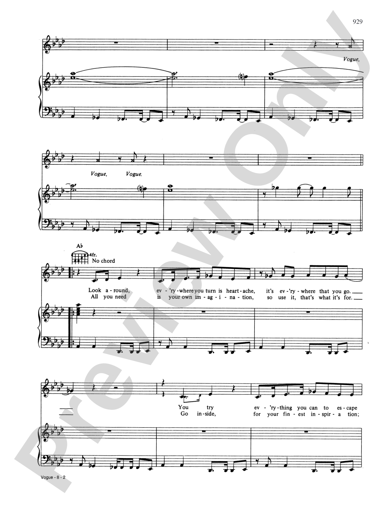 Vogue: Piano/Vocal/Chords