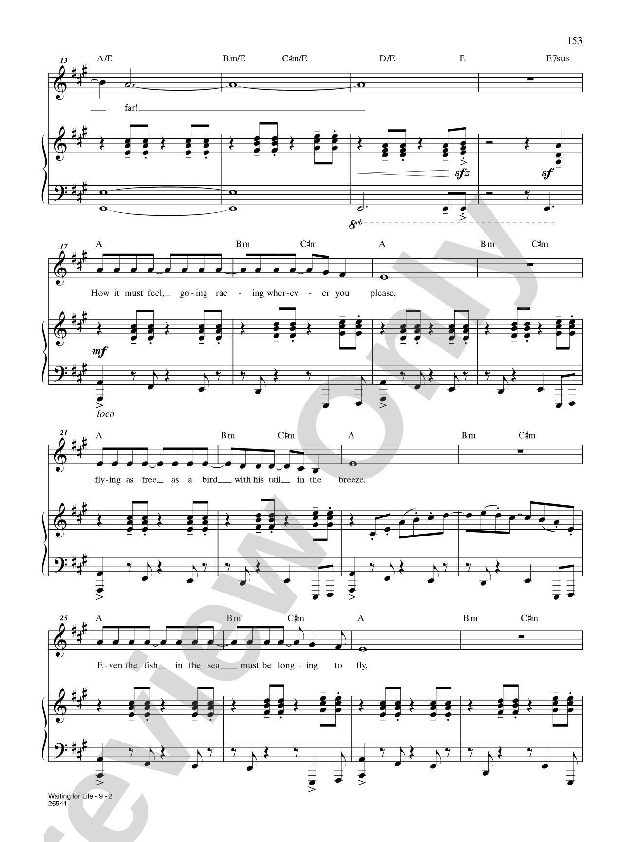 Waiting for Life (From "Once On This Island"): Piano/Vocal/Chords